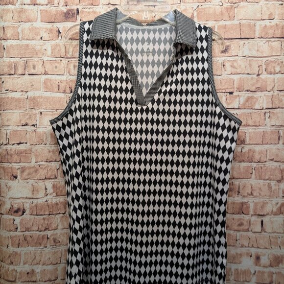 Jofit Black/White Diamond Sleeveless Golf Polo Size Large - Picture 3 of 8